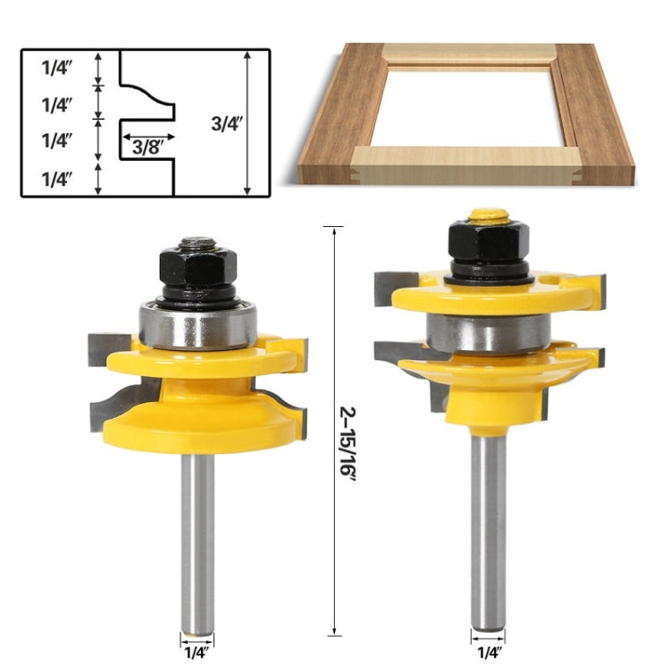 3 PCS/Set 1/4 Handle Household Mortise Joint Cutter Woodworking Engraving Milling Cutter