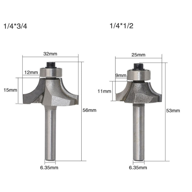 4 PCS/Set Round Corner Woodworking Cutter Trimming Machine Alloy Cutter Head My Store