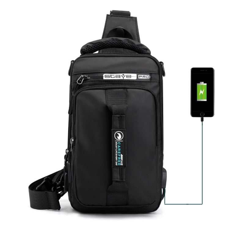 HaoShuai 1100-1 Men Chest Bag Multifunctional Single / Double Shoulder Backpack with External USB Charging Port Reluova