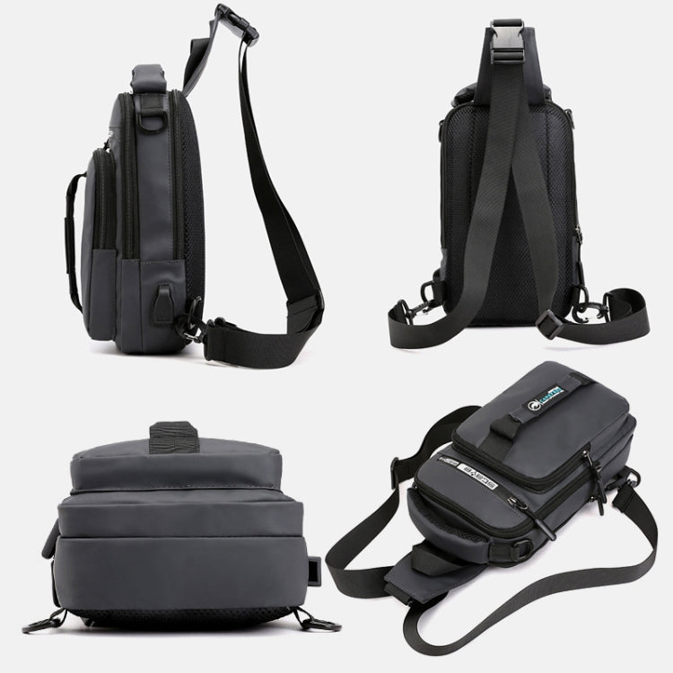 HaoShuai 1100-1 Men Chest Bag Multifunctional Single / Double Shoulder Backpack with External USB Charging Port Reluova