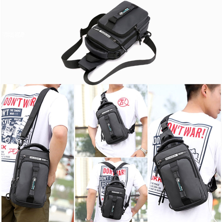 HaoShuai 1100-1 Men Chest Bag Multifunctional Single / Double Shoulder Backpack with External USB Charging Port Reluova