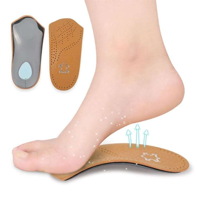 Cow Leather Arch Half Insole Flat Arch Support O-Leg Corrective Insole,Size: 35/36 Reluova