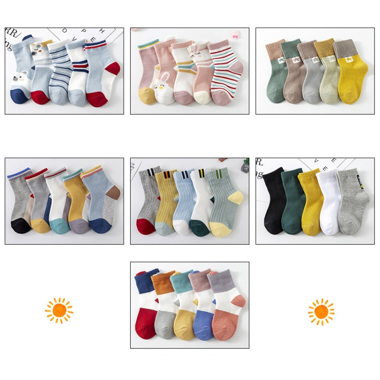 5 Pairs / Pack Spring And Summer Children Socks Combed Cotton Tube Socks, Series 2 My Store