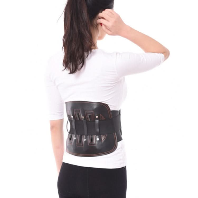 Steel Plate Support And Fixation Leather Protection Waist Belt Lumbar Orthosis,Size: Reluova