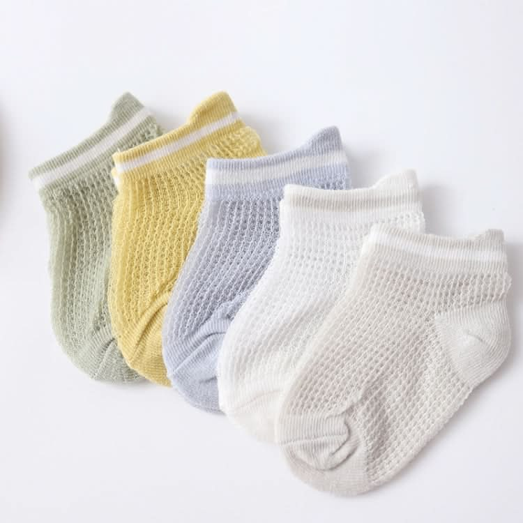 5 Pairs / Set Baby Socks Mesh Thin Cotton Breathable Children Boat Socks-Reluova