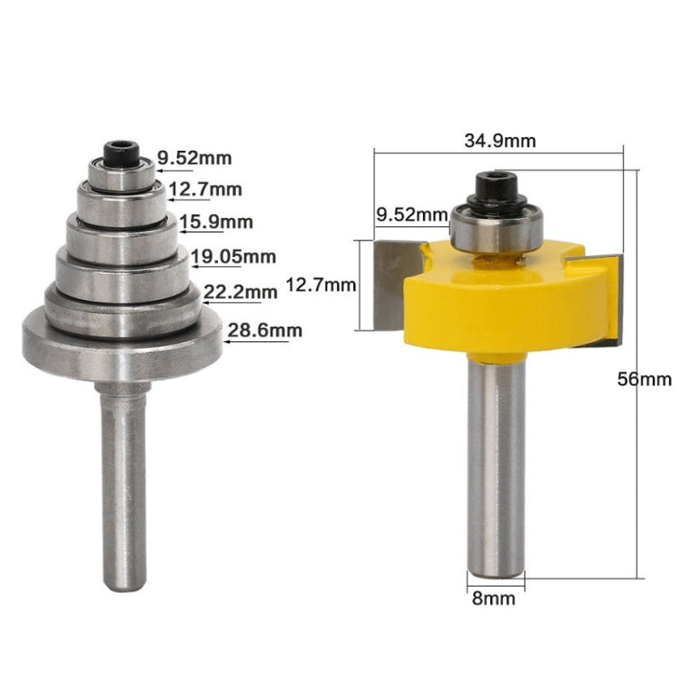 7 Bearing Slot Cutters 8 Handle Adjustable Woodworking Milling Cutters