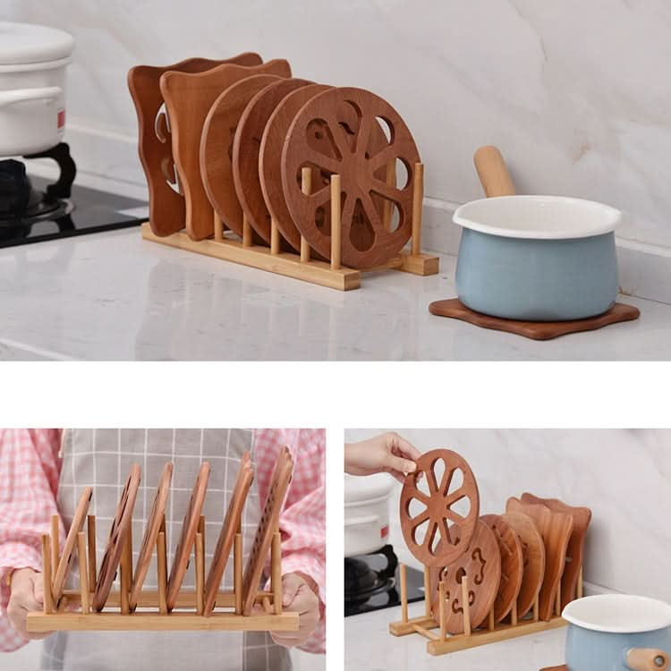 Multi-Purpose Bowl Disc Rack Kitchen Drain Rack Bamboo Tableware Storage Rack, Layer (specification): 8 Grid Reluova