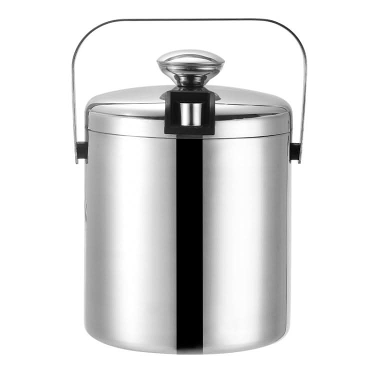 304 Stainless Steel Ice Bucket Double-Layer Hollow Bar Beer Wine Barrel With Ice Clip, Capacity: 1.3L-Reluova