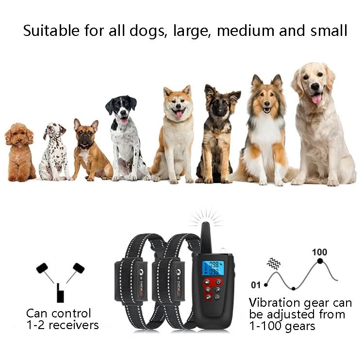 PaiPaitek PD526V-2 1 In 2 100-Speed Sound Vibration Remote Control Training Dog Device Anti-Barking Device Electronic Remote Control Collar.