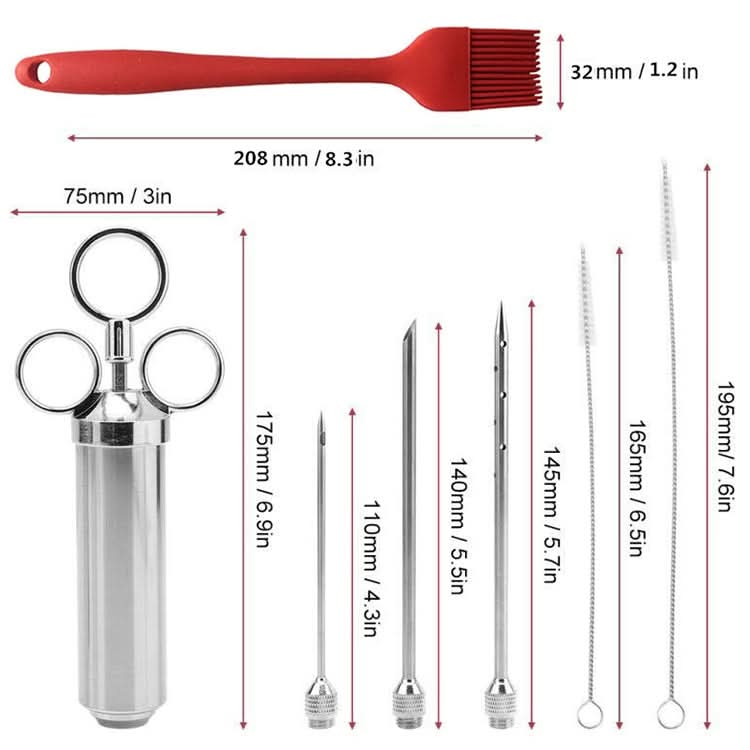 Stainless Steel Spice Syringe Barbecue Tool Turkey Needle Set