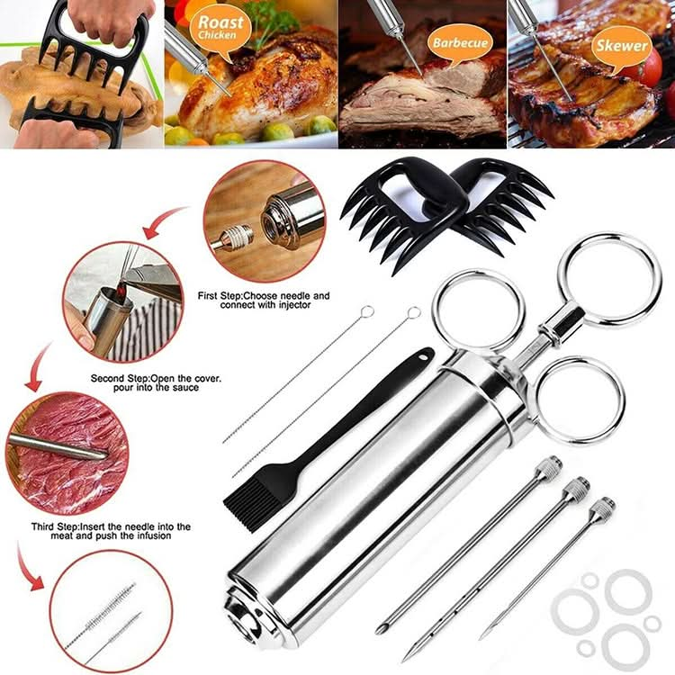 Stainless Steel Spice Syringe Barbecue Tool Turkey Needle Set Reluova