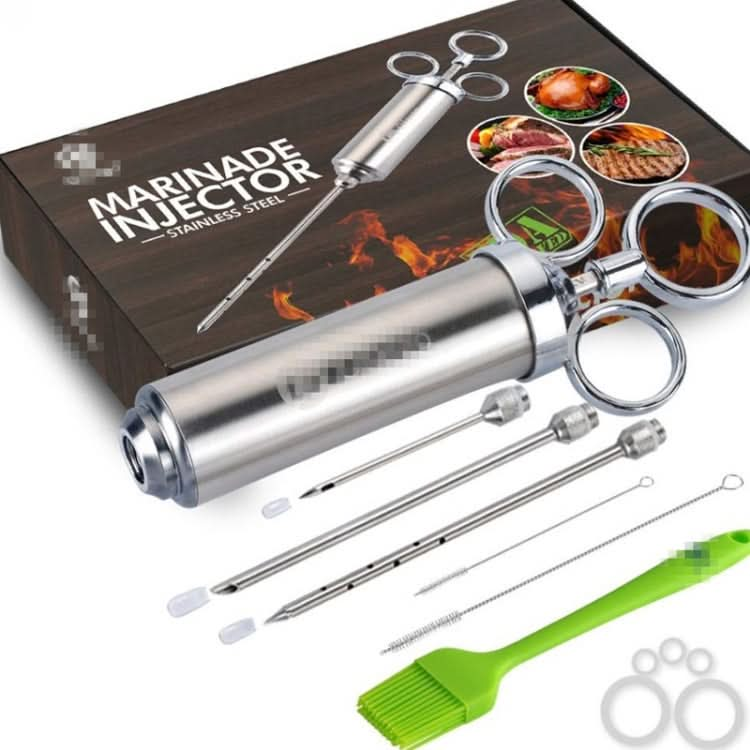 Stainless Steel Seasoning Steak Syringe Turkey Needle Set With Cleaning Silicone Brush Reluova