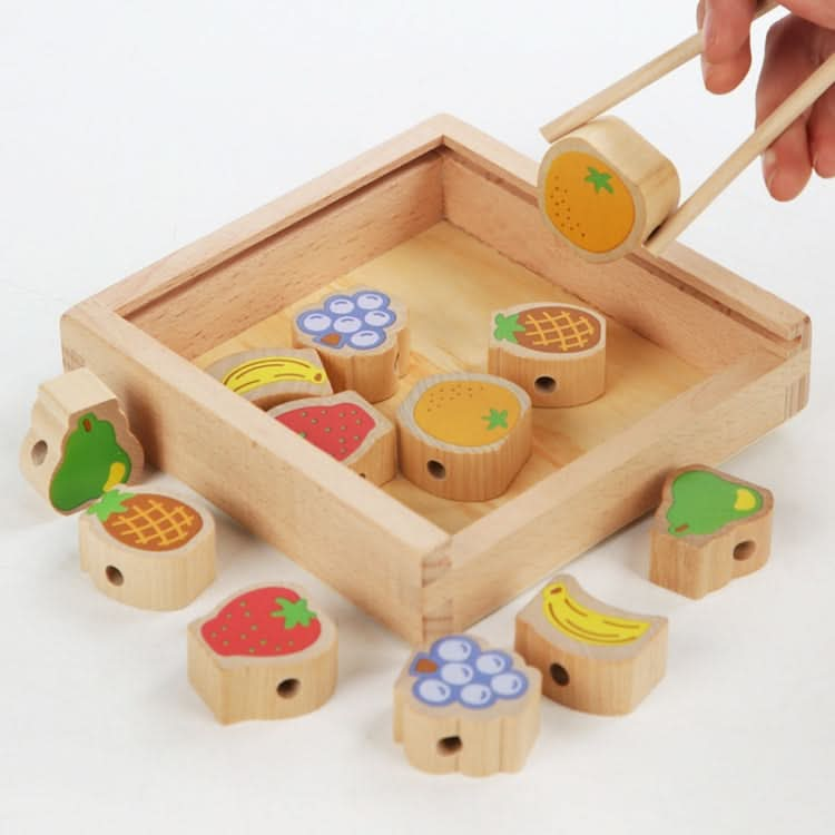 Monki Children Wooden Fruits Beads Building Blocks Wearing Rope Game Puzzle Toys Reluova