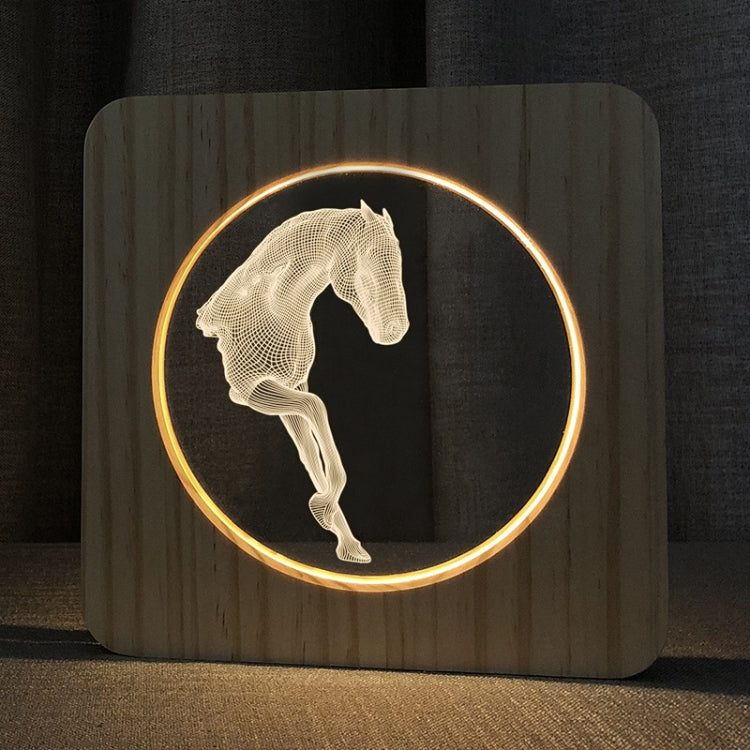 FS-A3762W 3D Horse Wooden Table Lamp Bedroom Night Light My Store