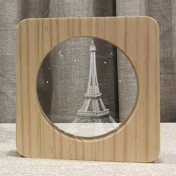 FS-A2821-02W Eiffel Tower Shape USB Solid Wood Table Lamp LED Night Light My Store