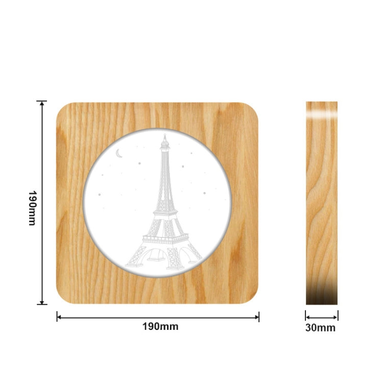 FS-A2821-02W Eiffel Tower Shape USB Solid Wood Table Lamp LED Night Light My Store