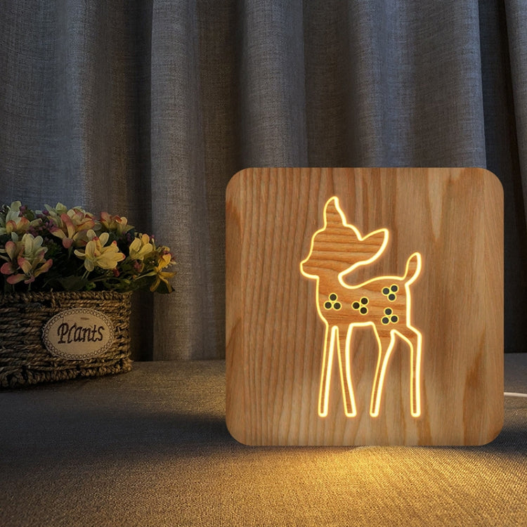 FS-T2175W 2.5W Deer Shaped Solid Wood Lamp LED Night Light My Store