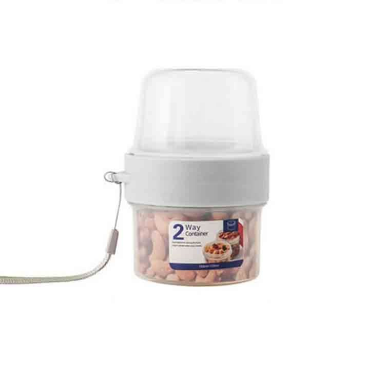 Portable Dual Storage Tank Transparent Moisture-Proof Food Sealing Storage Tank,Capacity: 310 + 760ml Reluova