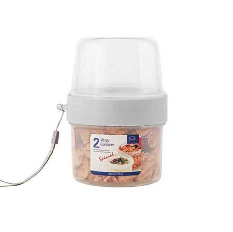 Portable Dual Storage Tank Transparent Moisture-Proof Food Sealing Storage Tank,Capacity: 310 + 760ml Reluova