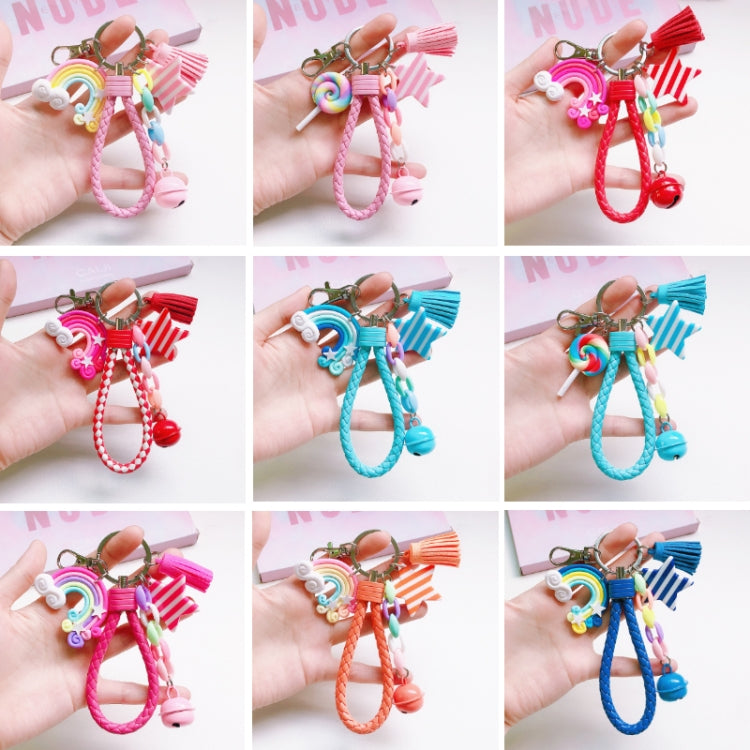 Cute Soft Clay Rainbow Keychain Student Schoolbag Lollipop Pendant My Store