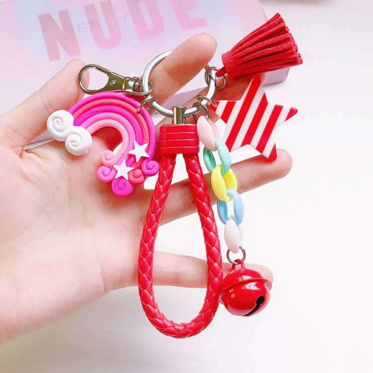 Cute Soft Clay Rainbow Keychain Student Schoolbag Lollipop Pendant My Store