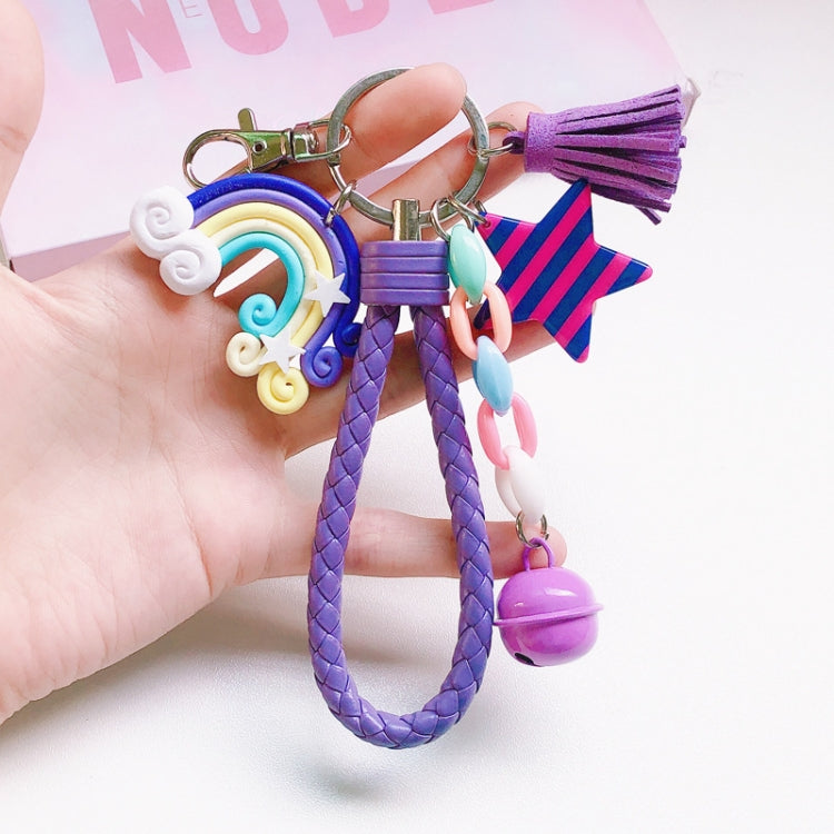 Cute Soft Clay Rainbow Keychain Student Schoolbag Lollipop Pendant My Store