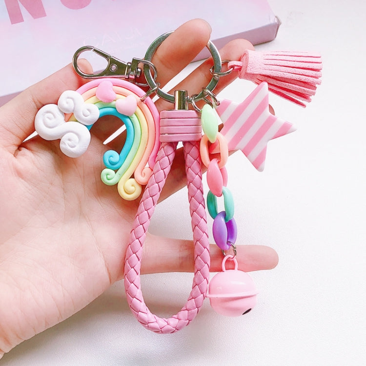 Cute Soft Clay Rainbow Keychain Student Schoolbag Lollipop Pendant My Store