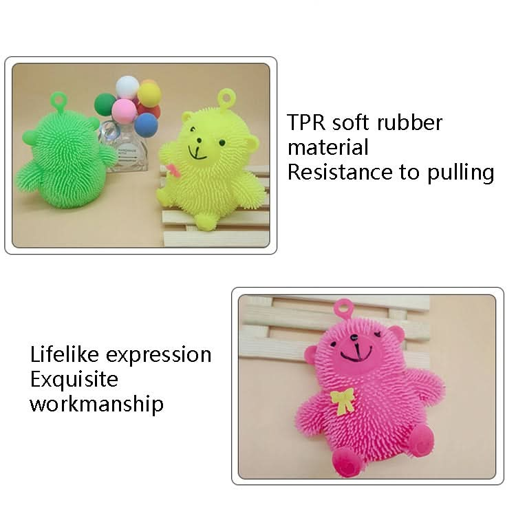 6 PCS Cartoon Light Vent Ball Sitting Bear Hair Flash Ball Flash Stress Ball Toys Bear, Color Random Delivery Reluova