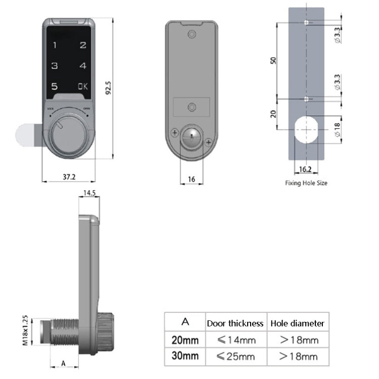 Open Hole Steel Cabinet File Cabinet Electronic Lock  Drawer Mailbox Gym Cabinet Door Password Lock My Store