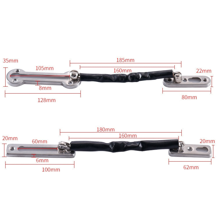 Thickened Anti-Theft Chain Stainless Steel Door Bolts Hotel Room Door Chain Buckle, Specification: Large (Black) My Store