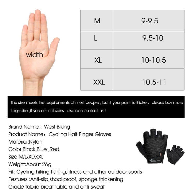 WEST BIKING YP0211218 Cycling Breathable Short Gloves Non-Slip Half Finger Gloves Reluova