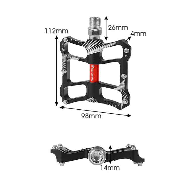 WEST BIKING YP0802080 Bicycle Aluminum Alloy Pedal Riding Foot Pedal Bicycle Accessories Reluova