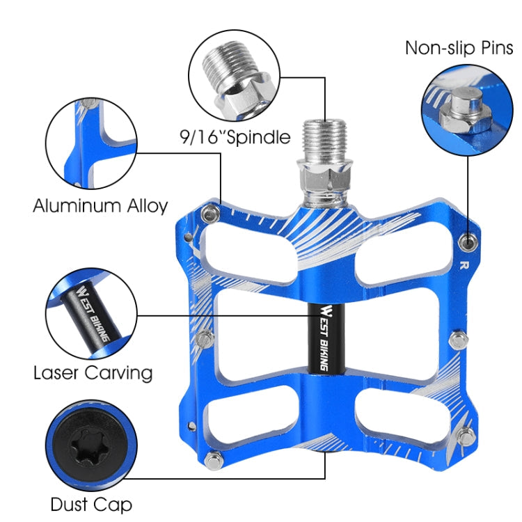 WEST BIKING YP0802080 Bicycle Aluminum Alloy Pedal Riding Foot Pedal Bicycle Accessories