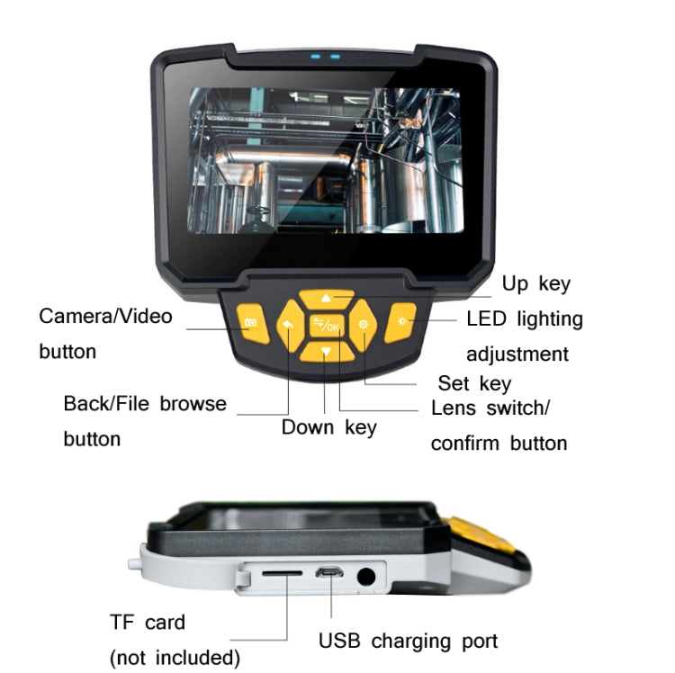 Industrial Dual-Lens Endoscope HD Handheld Screen Pipe Car Inspection Tool Reluova