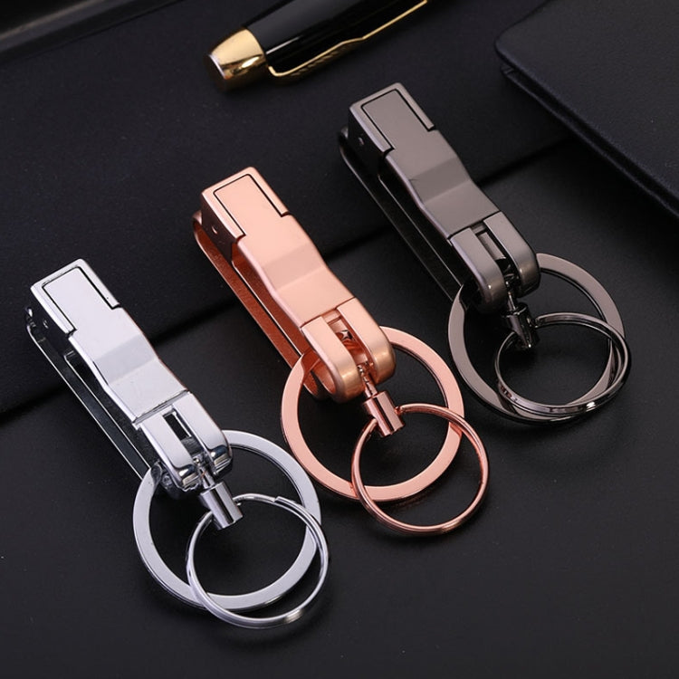 JOBON ZB-8782 Car Keychain Men Metal Anti-Lost Double Ring Detachable Keychain