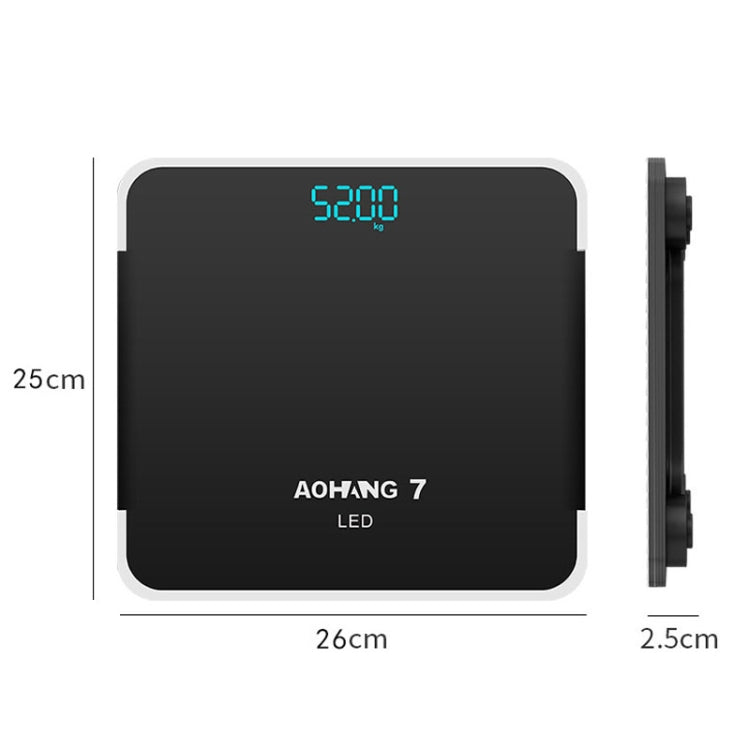 AOHANG7 USB Weight Scale With LED Hidden Screen Tempered Glass Body Scale