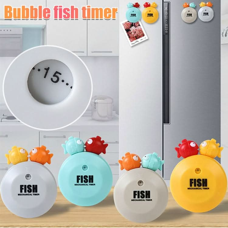 Animal Cartoon Mechanical Timer Refrigerator Magnet Timer, Specification:  Bubble Fish (Orange) Reluova