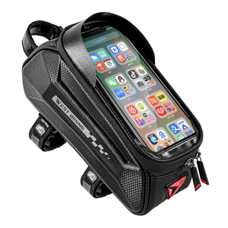 WEST BIKING 7 Inch Bike Top Tube Front Hard Shell Bag Touch Screen Waterproof Riding Gear Bag