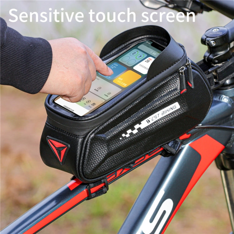 WEST BIKING 7 Inch Bike Top Tube Front Hard Shell Bag Touch Screen Waterproof Riding Gear Bag Reluova