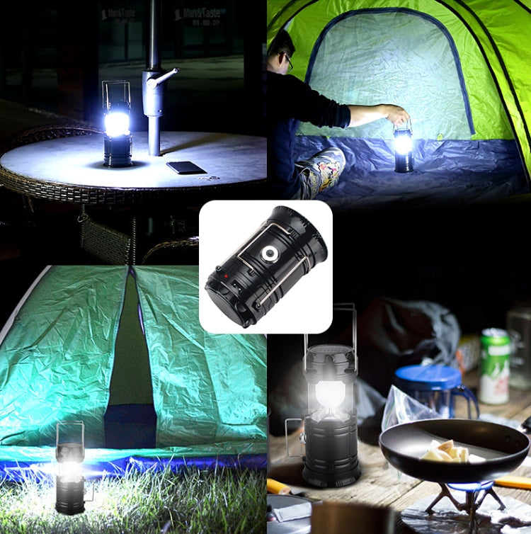 LED Tent Light Solar Rechargeable Camping Light Stretchable Multifunctional Lantern, Support USB Output,EU Plug My Store