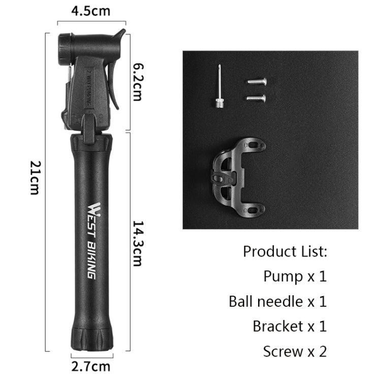 WEST BIKING YP0711115 Bicycle Pump Portable Basketball Mini Pump Equipment