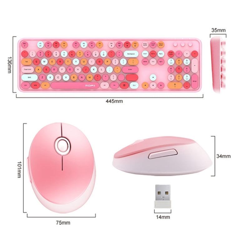 Mofii Sweet Wireless Keyboard And Mouse Set Girls Punk Keyboard Office Set, Colour: White Pink Ordinary Version My Store