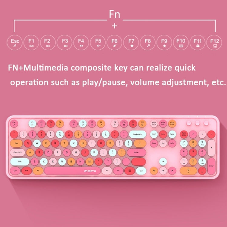 Mofii Sweet Wireless Keyboard And Mouse Set Girls Punk Keyboard Office Set, Colour: White Pink Ordinary Version My Store