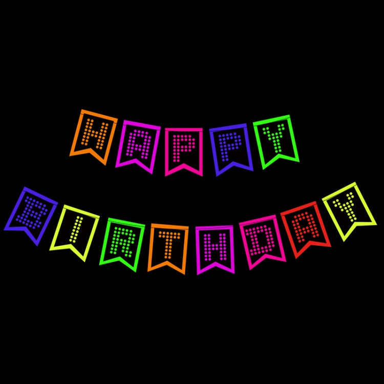 Fluorescent Party Decorations Fluorescent Letters Birthday Pull Flag Cake Insert Balloon Set