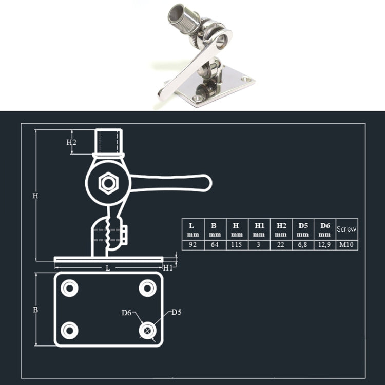 316 Stainless Steel Marine VHF Adjustable Antenna Base Mount For Boat ÎҵÄÉ̵ê