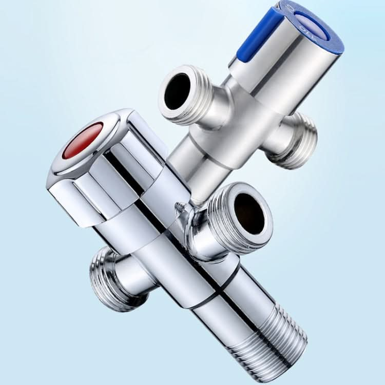 Stainless Steel Double Outlet Angle Valve Single Handle Double Control 1 In 2 Out Electroplating Wire Drawing Angle Valve Reluova