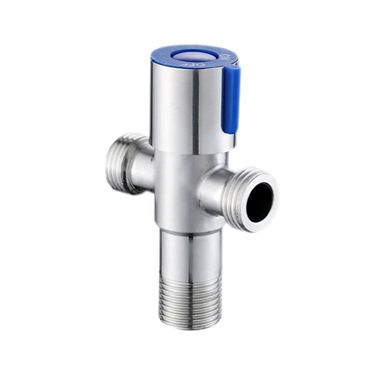 Stainless Steel Double Outlet Angle Valve Single Handle Double Control 1 In 2 Out Electroplating Wire Drawing Angle Valve Reluova