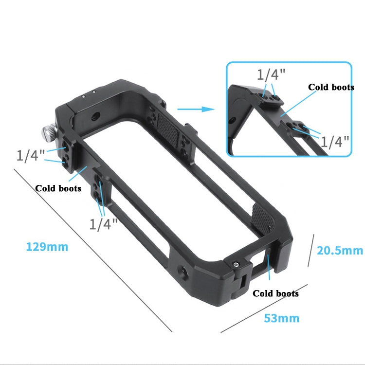 For Insta360 One X-2 Metal Camera Vertical Cage Protection Frame with Cold Shoe My Store