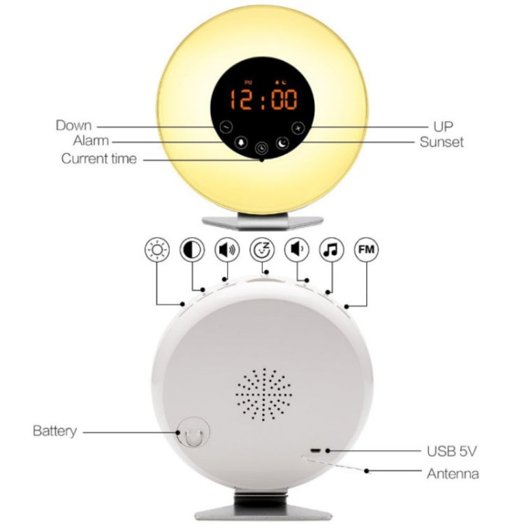 Simulated Sunrise And Sunset Sleep Light Alarm Clock with FM Radio My Store