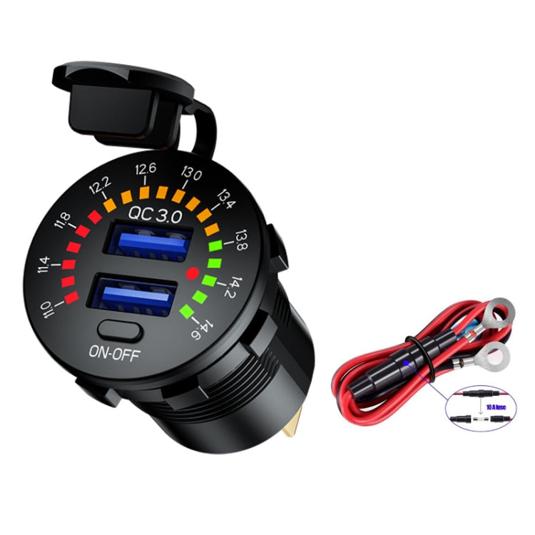 Car Motorcycle Ship Modified With Colorful Screen Display USB Dual QC3.0 Fast Charge Car Charger ÎҵÄÉ̵ê